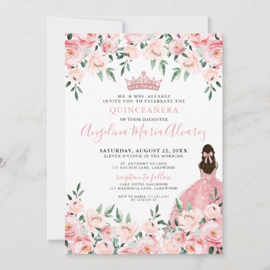 フローラフォト赤面ピンクキンセアニェラ 招待状 (正面)