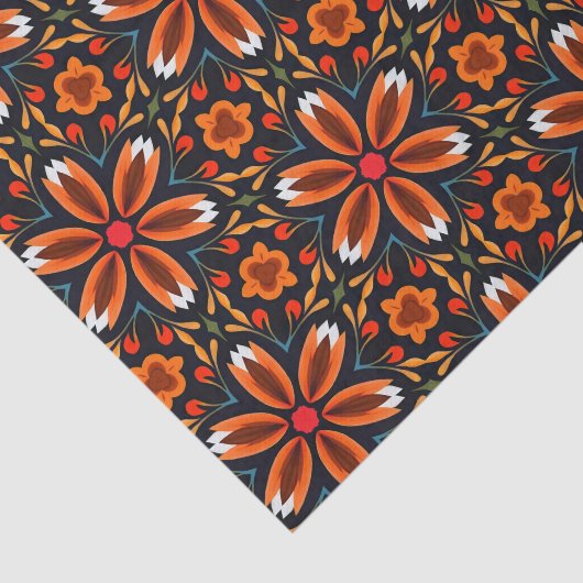 フローラフォークアートのモチーフのパターン切り離しスクラップブック 薄葉紙 (詳細)