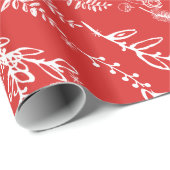 フローラフォークアートアントラーレッドクリスマスパターン ラッピングペーパー (ロールコーナー)