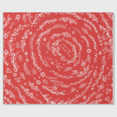 フローラフォークアートアントラーレッドクリスマスパターン ラッピングペーパー (フラット)