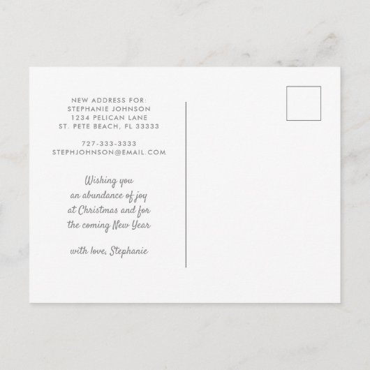 フローラフォークアートグリッターホリデームービングポストカード ポストカード (裏面)