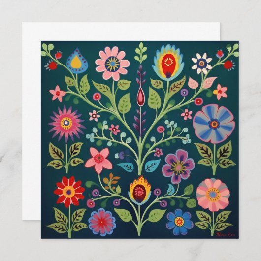 フローラフォークアートデザイン サンキューカード (正面/裏面)