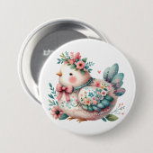フローラフォークバードウィズパステルボホチャーム 缶バッジ (正面&裏面)
