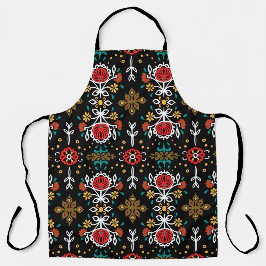 フローラフォークパターン:インディアン刺繍。 エプロン (正面)