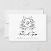 フローラフォーマルクレストモノグラムエレガントな結婚式 サンキューカード (正面)