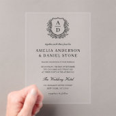 フローラフォーマルクレストモノグラ結婚ムエレガントズ アクリル招待状 (インサイチュ (ポータブル))