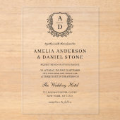 フローラフォーマルクレストモノグラ結婚ムエレガントズ アクリル招待状 (正面)