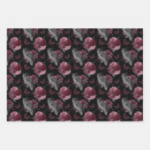 フローラフクロウと蝶オンブラック ラッピングペーパーシート (正面3)