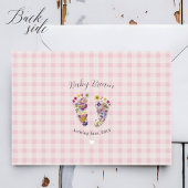 フローラフットプリントピンクベビーガールシャワー招待状 招待状