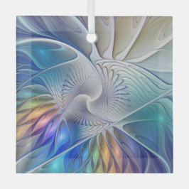 フローラフラクタルカラフル抽象芸術花 ガラスオーナメント