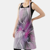 フローラフラクタルモダン抽象芸術フラワーピンク エプロン (インサイチュ)