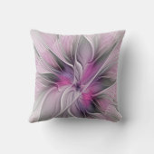 フローラフラクタルモダン抽象芸術フラワーピンク クッション (裏面)