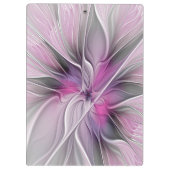 フローラフラクタルモダン抽象芸術フラワーピンク クリップボード (裏面)