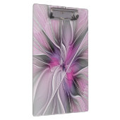 フローラフラクタルモダン抽象芸術フラワーピンク クリップボード (右)