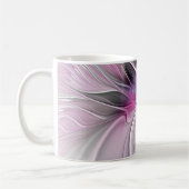 フローラフラクタルモダン抽象芸術フラワーピンク コーヒーマグカップ (左)