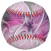 フローラフラクタルモダン抽象芸術フラワーピンク ソフトボール (裏面)