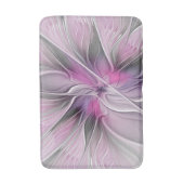 フローラフラクタルモダン抽象芸術フラワーピンク バスマット (正面縦)