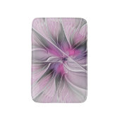 フローラフラクタルモダン抽象芸術フラワーピンク バスマット (正面縦)