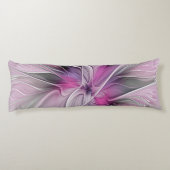 フローラフラクタルモダン抽象芸術フラワーピンク ボディピロー (裏面)