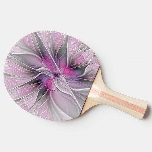 フローラフラクタルモダン抽象芸術フラワーピンク 卓球ラケット (横)