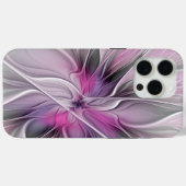 フローラフラクタルモダン抽象芸術フラワーピンク Case-Mate iPhoneケース (裏面 (横))