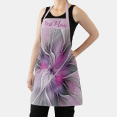 フローラフラクタル抽象芸術フラワーピンク最高のグレイママ エプロン (インサイチュ)