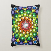 フローラフラクタル点々のあるレトロ曼荼羅 アクセントクッション (正面(垂直))