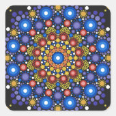 フローラフラクタル点々のあるレトロ曼荼羅 スクエアシール (正面)