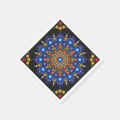 フローラフラクタル点々のあるレトロ曼荼羅 スタンダードカクテルナプキン (角)