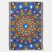 フローラフラクタル点々のあるレトロ曼荼羅 スローブランケット (正面縦)