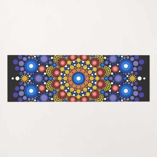 フローラフラクタル点々のあるレトロ曼荼羅 ヨガマット (裏面(横))