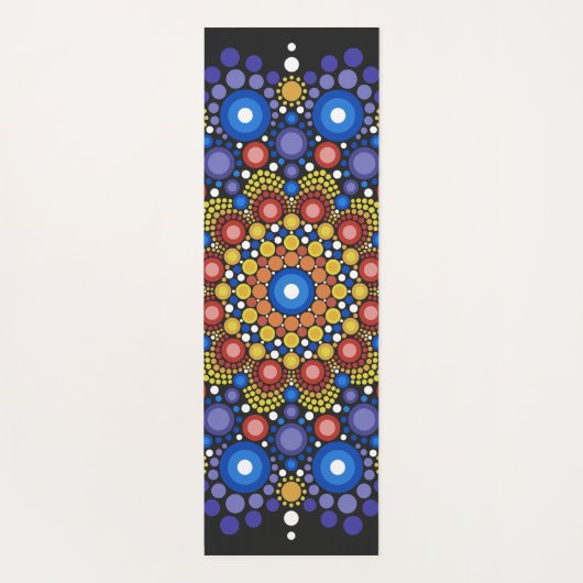 フローラフラクタル点々のあるレトロ曼荼羅 ヨガマット (裏面)