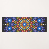 フローラフラクタル点々のあるレトロ曼荼羅 ヨガマット (正面(横))