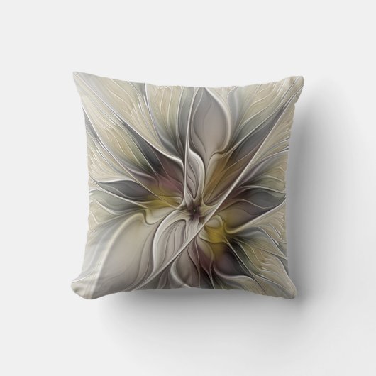 フローラフラクタル、ファンタジーフラワーとアースカラー クッション (正面)