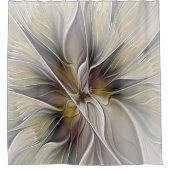 フローラフラクタル、ファンタジーフラワーとアースカラー シャワーカーテン (正面)