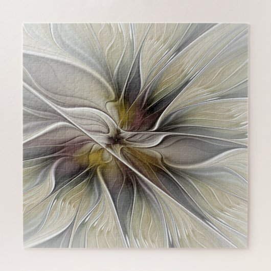 フローラフラクタル、ファンタジーフラワーとアースカラー ジグソーパズル (横)