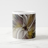 フローラフラクタル、ファンタジーフラワーとアースカラー ジャンボコーヒーマグカップ (正面)