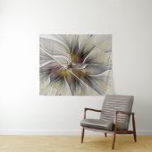 フローラフラクタル、ファンタジーフラワーとアースカラー タペストリー (インサイチュ(横))