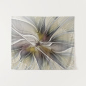 フローラフラクタル、ファンタジーフラワーとアースカラー タペストリー (正面(横))