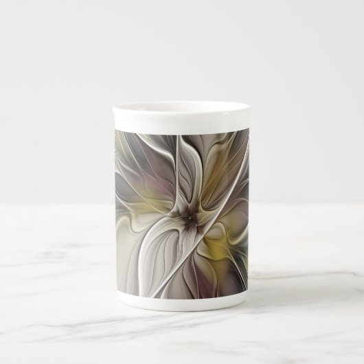 フローラフラクタル、ファンタジーフラワーとアースカラー ボーンチャイナマグカップ (正面)