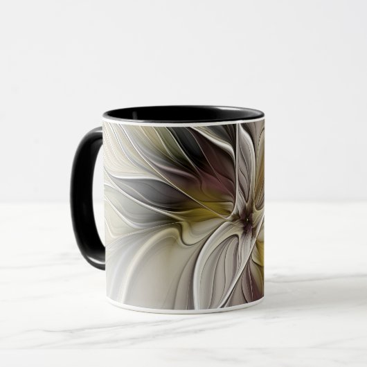フローラフラクタル、ファンタジーフラワーとアースカラー マグカップ (正面左)