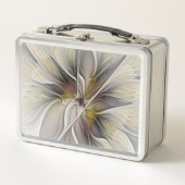フローラフラクタル、ファンタジーフラワーとアースカラー メタルランチボックス (正面)