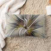 フローラフラクタル、ファンタジーフラワーとアースカラー ランバークッション (ブランケット)