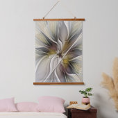 フローラフラクタル、ファンタジーフラワーとアースカラー 吊り下げ型タペストリー (寝室)