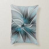 フローラフラッモダンタル抽象芸術ブルーグレー アクセントクッション (裏面(縦))