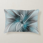 フローラフラッモダンタル抽象芸術ブルーグレー アクセントクッション (裏面)