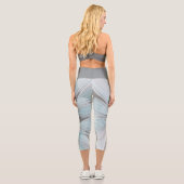 フローラフラッモダンタル抽象芸術ブルーグレー カプリレギンス (裏面)