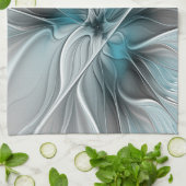 フローラフラッモダンタル抽象芸術ブルーグレー キッチンタオル (折り畳み)