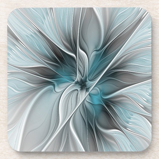 フローラフラッモダンタル抽象芸術ブルーグレー コースター (正面)