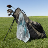 フローラフラッモダンタル抽象芸術ブルーグレー ゴルフタオル (グリーン)